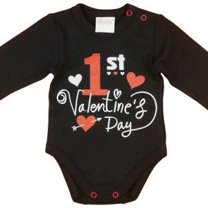 "1st Valentine's day" feliratos valentin napi baba body fekete