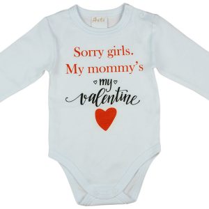 "Sorry girls. My Mommy's my valentine" feliratos valentin napi baba body fehér
