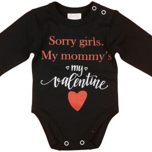 "Sorry girls. My Mommy's my valentine" feliratos valentin napi baba body fekete