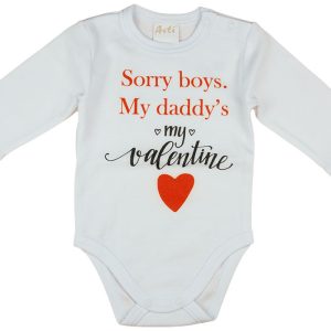 "Sorry boys. My Daddy's my valentine" feliratos valentin napi baba body fehér
