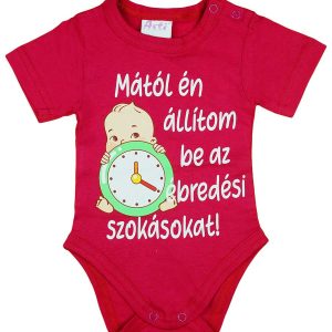 Feliratos rövid ujjú kislány baba body pink