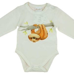 Hosszú ujjú baba body lajhár mintával