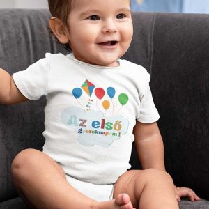 Gyereknapos rövid ujjú baba body fehér