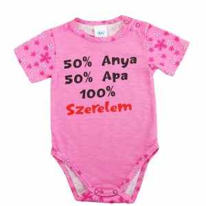 Feliratos rövid ujjú baba body