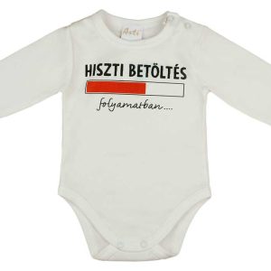 Feliratos hosszú ujjú vékony pamut baba body