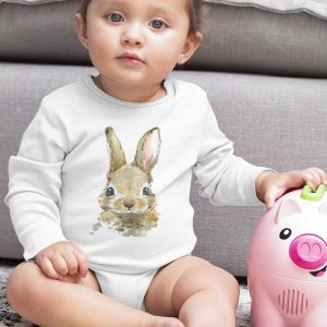 Hosszú ujjú baba body állatos mintával