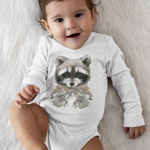 Hosszú ujjú baba body állatos mintával