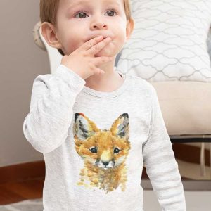Hosszú ujjú baba body állatos mintával