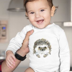 Hosszú ujjú baba body állatos mintával