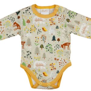 Hosszú ujjú baba body állatos mintával