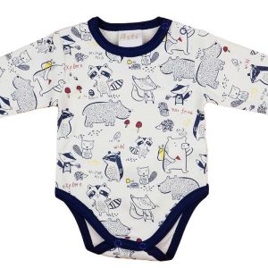Hosszú ujjú baba body állatos mintával