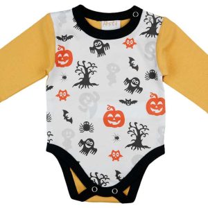 Halloween mintás hosszú ujjú baba body