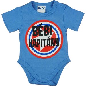 Rövid ujjú baba body "Bébi kapitány" felirattal
