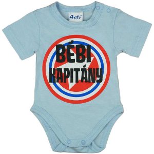 Rövid ujjú baba body "Bébi kapitány" felirattal