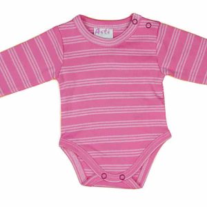 Csíkos vállonpatentos baba body