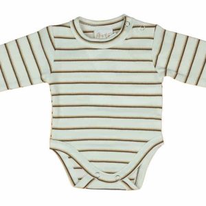 Csíkos vállonpatentos baba body
