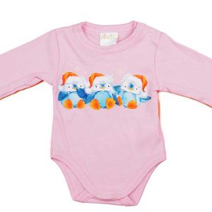 Hosszú ujjú baba body bébi pingvin mintával