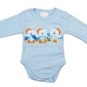 Hosszú ujjú baba body bébi pingvin mintával