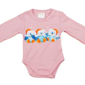Hosszú ujjú baba body bébi pingvin mintával