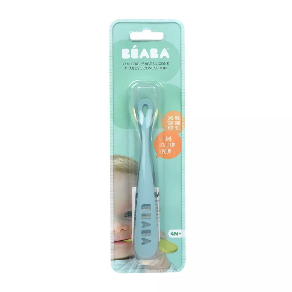 Béaba Ergonomikus Szilikon Hosszú Kiskanál - Viharkék - Image 2