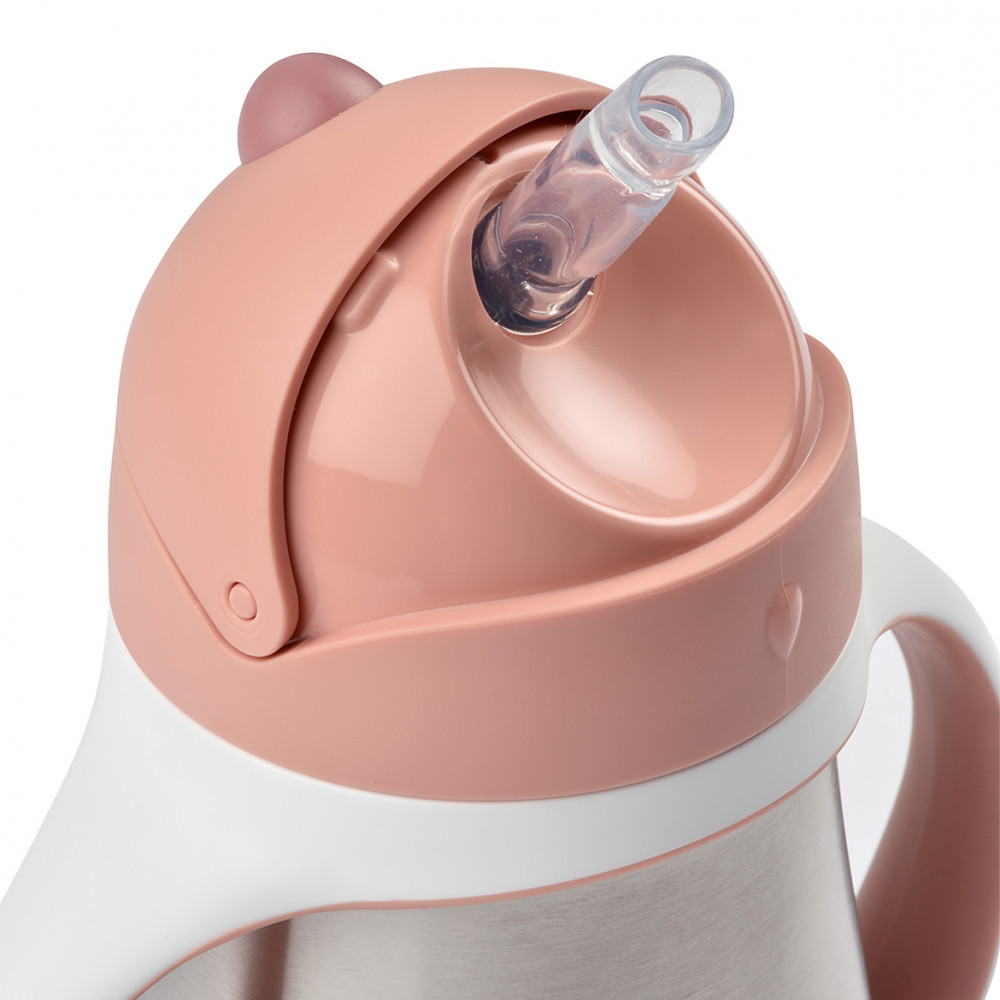 Béaba Rozsdamentes Acél Szívószálas Ivópohár 250 ml - Sötét rózsaszín - Image 2