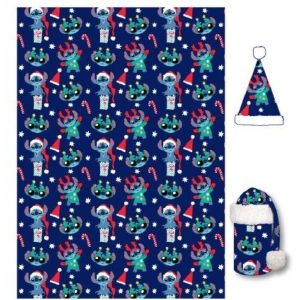 Disney Lilo és Stitch, A csillagkutya Holiday Karácsonyi flanel takaró és sapka szett