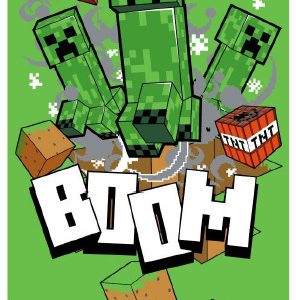 Minecraft Boom Green fürdőlepedő, strand törölköző 70x140cm