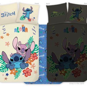 Disney Lilo és Stitch, A csillagkutya Aloha sötétben világító gyerek, ovis ágyneműhuzat 100x