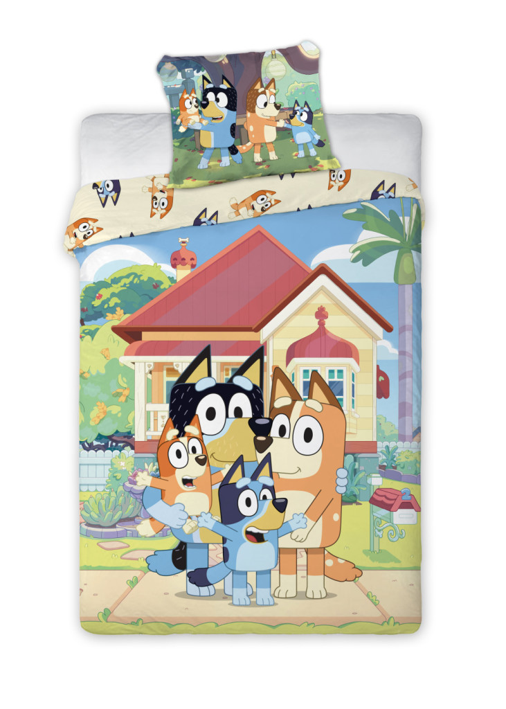 Bluey Family Home gyerek, ovis ágyneműhuzat 100×135cm, 40×60 cm