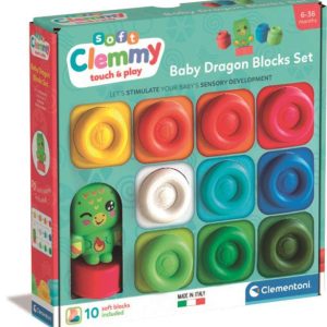 Színes Clemmy Dragon puha építőkocka szett 10 db-os figurával Clementoni