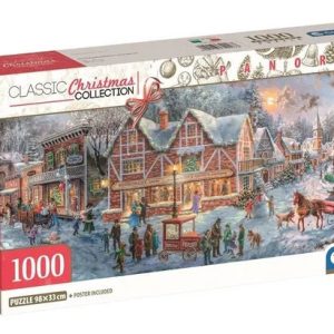 Karácsonyi falu Getting Ready 1000 db-os panoráma puzzle Clementoni