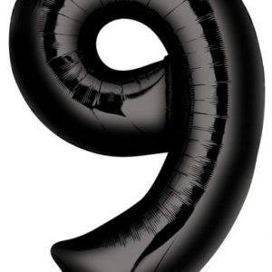 Fekete Black óriás szám fólia lufi 9-es, 86x55 cm