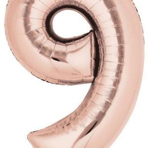 Színes Rose Gold óriás szám fólia lufi 9-es 86x55 cm