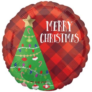 Merry Christmas Plaid fólia lufi 45 cm