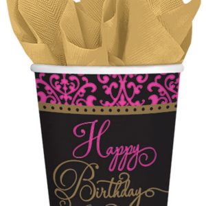 Happy Birthday Pink papír pohár 18 db-os 266 ml