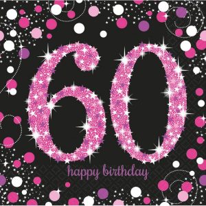 Happy Birthday Pink 60 szalvéta 16 db-os 33x33 cm