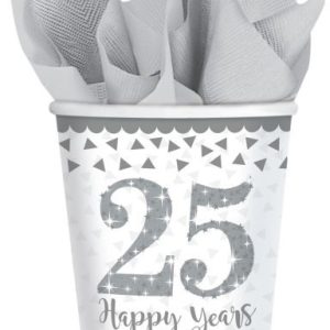 Házassági évforduló 25. Silver papír pohár 8 db-os 266 ml