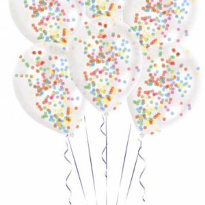 Színes Colorful konfettivel töltött léggömb, lufi 6 db-os 11 inch (27,5 cm)