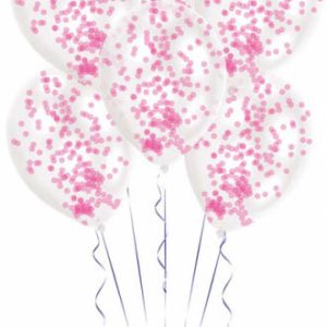Rózsaszín Pink konfettivel töltött léggömb, lufi 6 db-os 11 inch (27,5 cm)