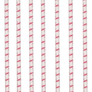 Flamingó Pink papír szívószál, 12 db-os szett