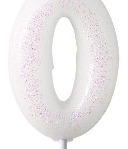 Fehér White csillámos gyertya 0-ás 6,5 cm