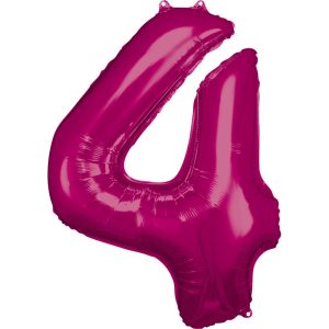 Rózsaszín Pink óriás szám fólia lufi 4-es, 88x66 cm