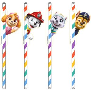Mancs Őrjárat Color Paws papír szívószál, 8 db-os szett