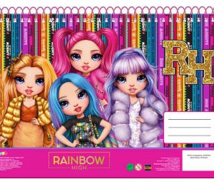 Rainbow High School A/4 spirál vázlatfüzet, 30 lapos