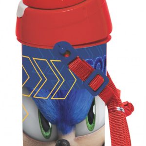 Sonic a sündisznó Speed műanyag szívószálas kulacs akasztóval 500 ml