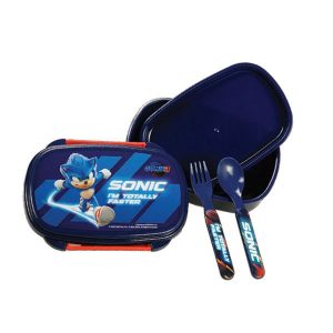 Sonic a sündisznó Faster szendvicsdoboz + evőeszköz szett
