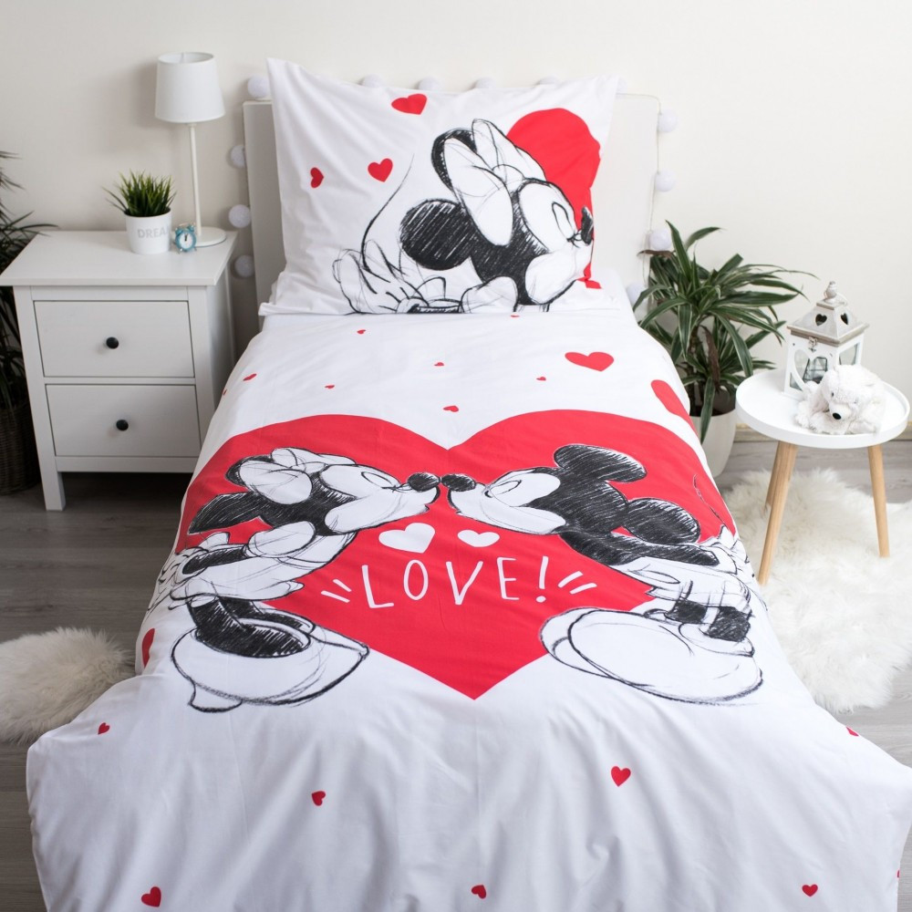 Disney Mickey, Minnie Love ágyneműhuzat 140×200cm, 70×90 cm - Image 2
