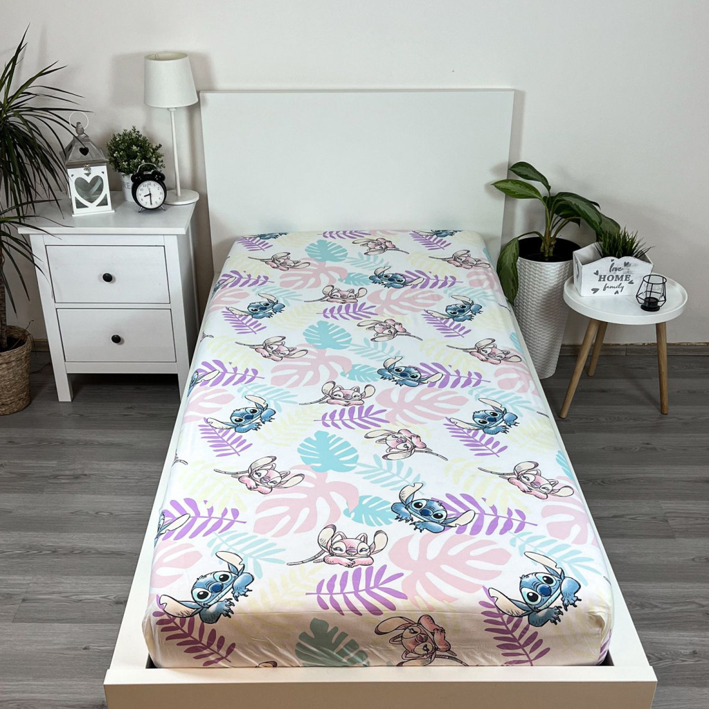 Disney Lilo és Stitch, A csillagkutya Leaves gumis lepedő 90x200 cm - Image 2