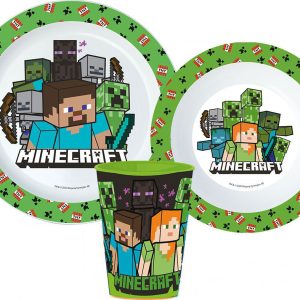 Minecraft Pixelcraft étkészlet, micro műanyag szett, pohárral 260 ml