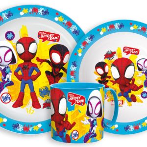 Pókember Spidey Team étkészlet, micro műanyag szett bögrével 265 ml